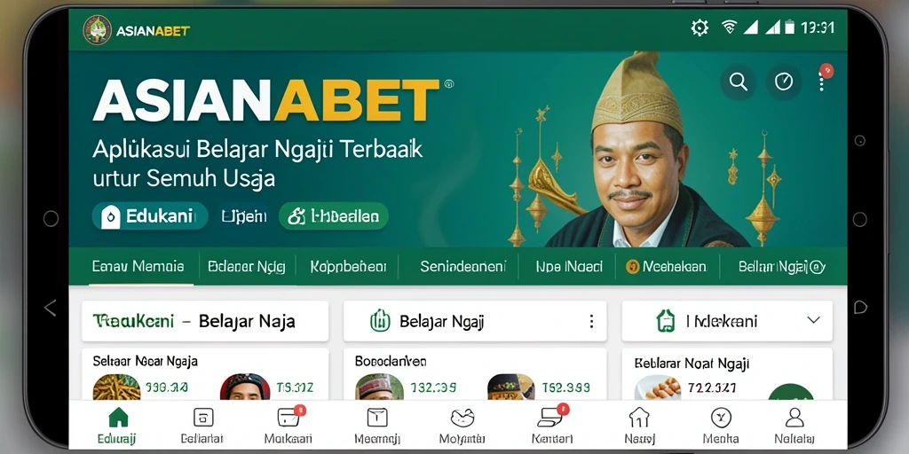 Antarmuka aplikasi ASIANABET yang interaktif untuk Belajar Ngaji.