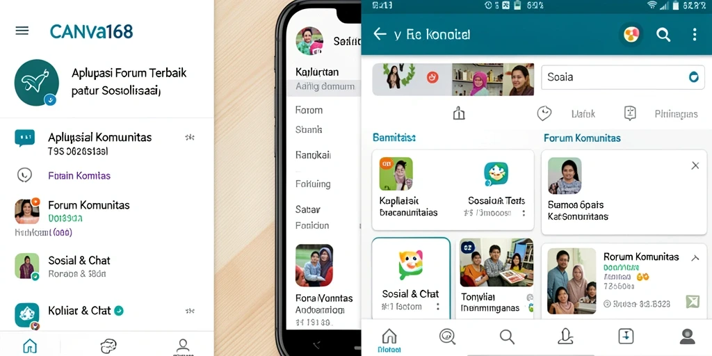 Antarmuka aplikasi CANVA168 dengan fitur Forum Komunitas yang interaktif.
