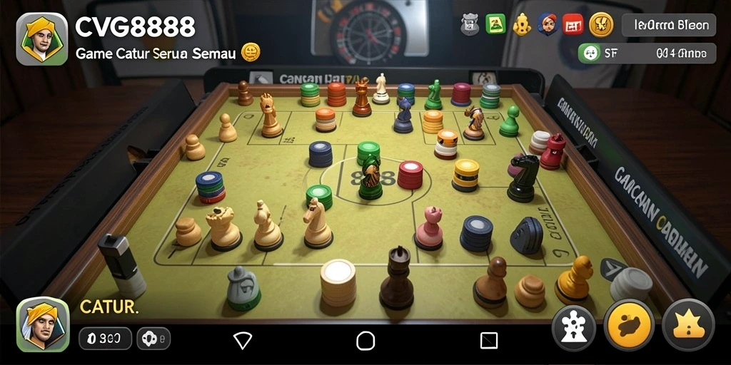 Antarmuka menarik dari game Catur CVG8888 dengan fitur intuitif.