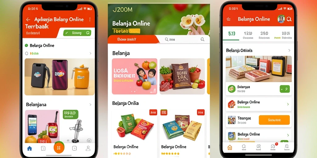 Antarmuka aplikasi J200M untuk belanja online yang praktis dan menarik.